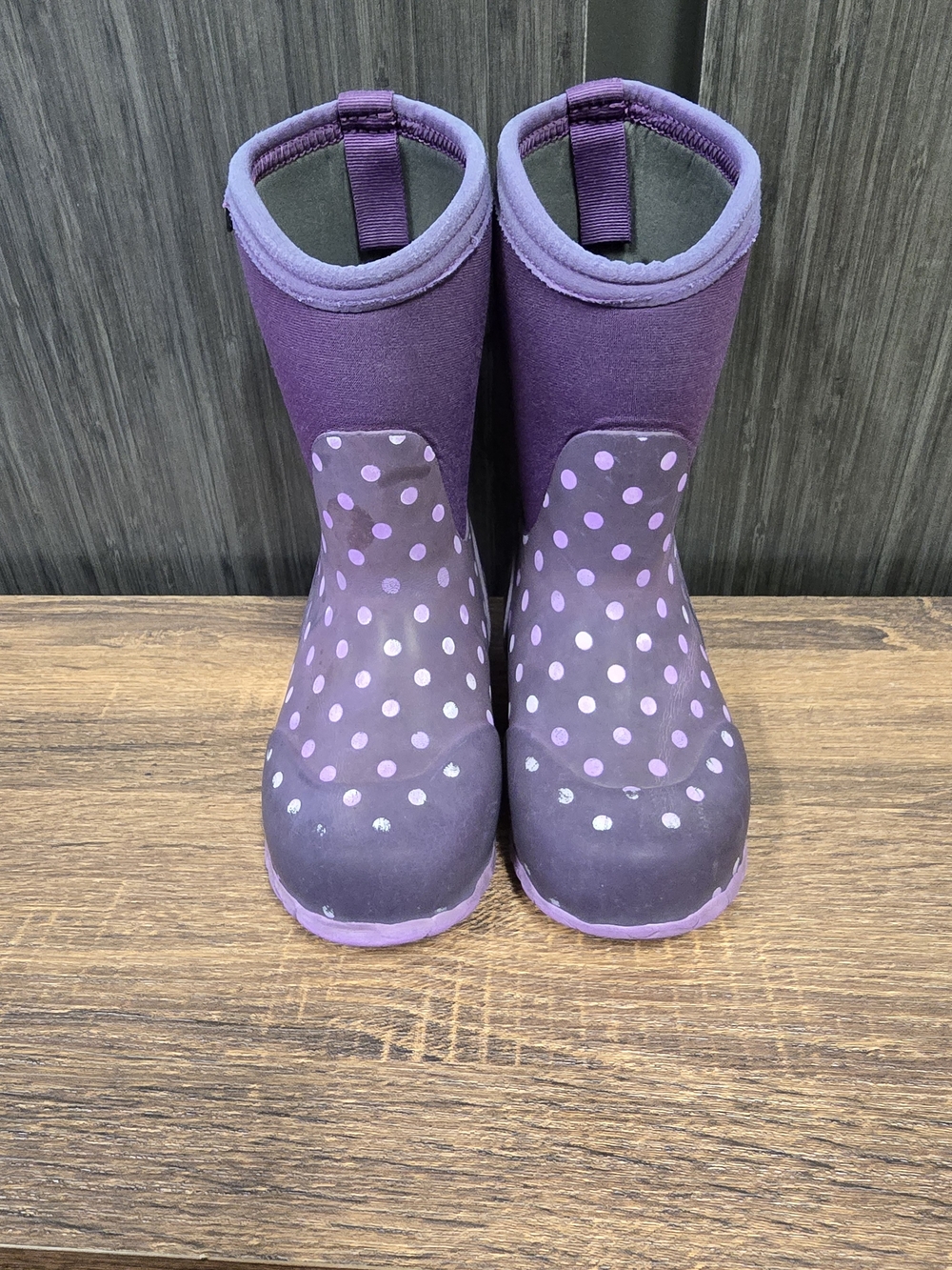 Bogs Kids Purple Polka Dot Waterproof Rain Boots - Picture 2 of 6